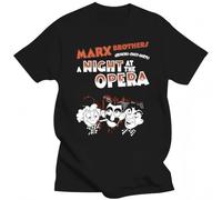 New Black Marx Brothers T-Shirt A Night at The Opera Harpo Groucho Chico Tee Black L