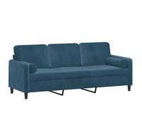 NEW Bleu Canapé fixe 100 % polyester - vidaXL - Canapé 3 places avec oreillers décoratifs bleu 180 cm velours - Pour maison(2parcel)