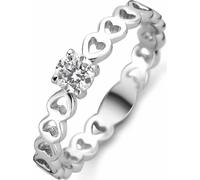New Bling 9NB-0437 58 Bague pour femme en argent avec cœur ouvert et zircon solitaire en sertissage chaton - argent - Zircon - 3mm - taille 58 - couleur argent