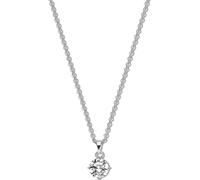 New bling 9NB-0448 Pendentif chaton en zircon argenté avec chaîne d'ancre - argent - Zircon - 8mm - Rond - Maillon d'ancre - 40+5cm - argenté