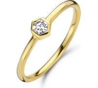 New Bling 9NB 0551-50 Bague en argent pour femmes - Zirconia - Hexagone - Taille 50 - Blanc - Plaqué or (Plaqué or / Or sur argent)