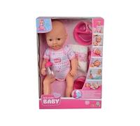New Born Baby Poupée entièrement en vinyle avec fonction boire et mouiller avec accessoires - 38 cm G