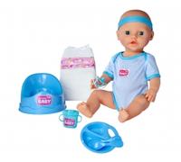 Poupon NEW BORN BABY Bleu 43cm - Boit et Fait Pipi - SILVERTORN