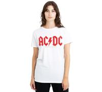 new boundary designs, inc. ACDC Logo Raglan Ladies T Shirt, Blanc, XL Femme