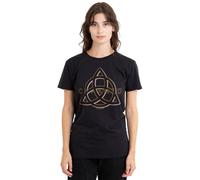 new boundary designs, inc. Charmed Triple Linked Logo Ladies T Shirt, Noir, XL Femme