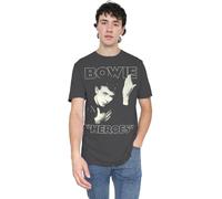 new boundary designs, inc. David Bowie Heroes Cover-Adult Heather T-Shirt, Charbon, L Mixte