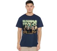 new boundary designs, inc. Hawaii 5 0 Cast Unisex T Shirt, Bleu Marine, S Mixte