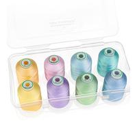New brothread - 15 Options - 8 Bobines à Encliqueter de 1000m Chaque Polyester Machine Fil à broder avec Boîte de Stockage en Plastique Transparent pour Broderie & Matelassage - Pastel Colour
