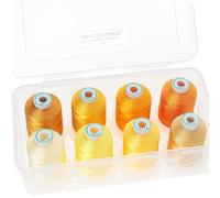 New brothread - 15 Options - 8 Bobines à Encliqueter de 1000m Chaque Polyester Machine Fil à broder avec Boîte de Stockage en Plastique Transparent pour Broderie & Matelassage - Different Yellow