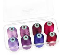 New brothread - 15 Options - 8 Bobines à Encliqueter de 1000m Chaque Polyester Machine Fil à broder avec Boîte de Stockage en Plastique Transparent pour Broderie & Matelassage - Different Purple