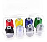 New brothread - 15 Options - 8 Bobines à Encliqueter de 1000m Chaque Polyester Machine Fil à broder avec Boîte de Stockage en Plastique Transparent pour Broderie & Matelassage - Basic Colour