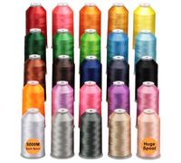 New brothread - 25 Couleurs de Base 5000M Énorme bobine Fil de machine à broder en polyester pour les machines à broder commerciales et domestiques