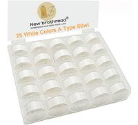 New brothread 25pcs Blanc 70D/2 (60WT) Taille A (SA156) prérembobiné fil de bobine pour Brother/Babylock/Janome/Kenmore/Singer Machine