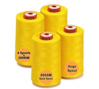 New brothread - 28 Options - 4 Grand Cône de 5000M Tout usage Fil à coudre en polyester 40S/2 (Tex27) pour la couture, le matelasser, le patchwork, le surjeter - Lemon