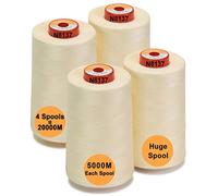 New brothread - 28 Options - 4 Grand Cône de 5000M Tout usage Fil à coudre en polyester 40S/2 (Tex27) pour la couture, le matelasser, le patchwork, le surjeter - Ivory White