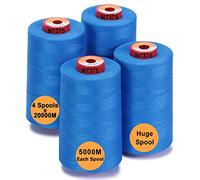 New brothread - 28 Options - 4 Grand Cône de 5000M Tout usage Fil à coudre en polyester 40S/2 (Tex27) pour la couture, le matelasser, le patchwork, le surjeter - Sky Blue