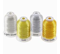New brothread 4 Couleurs (2 Or+2 Argent) Métallisé Fil machine à broder pour la broderie informatisée et la couture décorative 500M / bobine