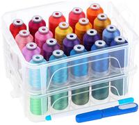 New brothread 40 Brother Couleurs Fil de machine à broder 500m avec boîte de rangement en plastique transparent pour machine à coudre à broder