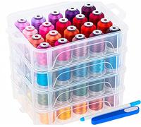 New brothread 80 Bobines de 500m de Fil pour Machine à Broder avec boîte de rangement en plastique transparent - Couleurs compatibles avec couleurs Janome et Robison-Anton