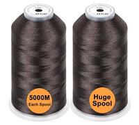 New brothread Lot de 2 Polyester Fil Machine à Broder Énorme Bobine 5000M pour Toutes Les Machines à Broder - Dark Brown