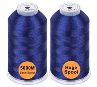 New brothread Lot de 2 Polyester Fil Machine à Broder Énorme Bobine 5000M pour Toutes Les Machines à Broder - Prussian Blue