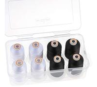 New brothread Polyester Fil machine à broder 1000m avec boîte de rangement en plastique pour broderie et matelassage - 4xBlanc+4xNoir