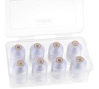 New brothread Polyester Fil machine à broder 1000m avec boîte de rangement en plastique pour broderie et matelassage - 8xBlanc