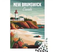 New Brunswick Lighthouse Poster De Noël Puzzle en Bois, 1000 pièces