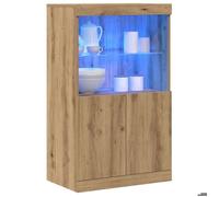 NEW®Cabinet/Commode salon - BESTMEUBLE - Buffet LED - Marron 60x37x100cm - Bois d'ingénierie FR4063786