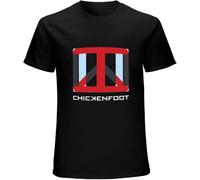 New Chickenfoot Band Logo Shirt Round Collar Tee Black Manches Courtes(Large)