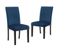 New Classic Furniture Celeste Lot de 2 chaises d'appoint rembourrées en velours Bleu
