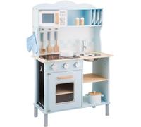 New Classic Toys Cuisine Électrique Enfant en Bois Jeu d’Imitation Educative pour Enfants Bon Appetit Bleu Fait du Son