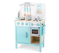 New Classic Toys Cuisine Enfant en Bois Jeu d’Imitation Éducative pour Enfants Bon Appetit DeLuxe Bleu