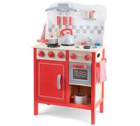New Classic Toys Cuisine Enfant en Bois Jeu d’Imitation Éducative pour Enfants Bon Appetit DeLuxe Rouge