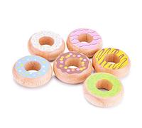 Woet® Donuts Jouet en Bois pour Enfants - 6 Pièces en Coffret - Set de Pâtisserie d’Imitation - Jouet de Cuisine d’Imitation - À Partir de 3 Ans