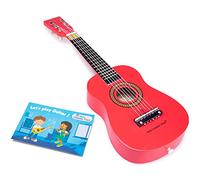 New Classic Toys Instrument de Musique pour débutants Guitare avec Le Livre de Musique - Rouge