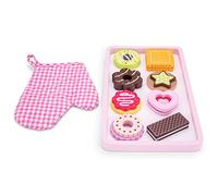 New Classic Toys- Master Plateau Biscuits et Gant de Four en Bois Jeu d’Imitation Éducative pour Enfants, 10625, Multi Color, 10-Pieces