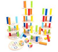 New Classic Toys Woet® Jeu Tour d’Équilibre Jouet en Bois pour Enfants - Jeu d’Empilage et d’Équilibre - Motricité Fine - Jouet Éducatif - À Partir de 3 Ans