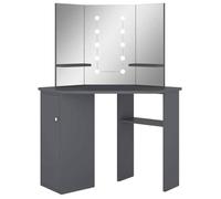 NEW Coiffeuse d'angle avec LED Gris 111x54x141 5 cm Meuble de maquillage_38833