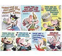 NEW COLLECTION! 'There Was an Old Lady Who Swallowed' Books Set (7 Board Books) - Swallowed a Birthday Cake, Bat, Bell, Some Snow, Fly, Chick, Cow