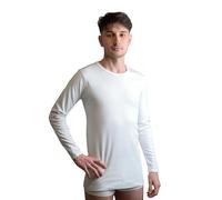 New Day intimo eccezionale Made in Italy - Lot de 3 Maillots de Corps Homme Manches Longues en Chaud Coton d’Hiver, col Rond ou col V, (Col Rond/Blanc, M)
