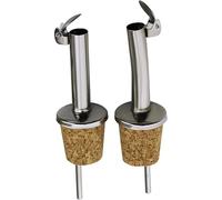 New Day Solutions NDS Lot de 2 becs verseurs en acier inoxydable et liège pour huile d'olive avec couvercle rabattable à charnière Idéal pour le vin, l'alcool, le café, le sirop et le vinaigre