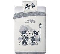 New discount Parure Housse de Couette Mickey et Minnie Love 140x200 cm 2 Pièces Ensemble de Couette Microfibre 100% Officielle