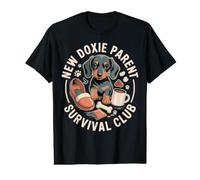 New Doxie Parent Survival Club Humour Teckel T-Shirt Graphique avec Valeur