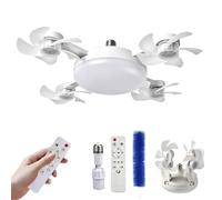 New E27 Socket Ceiling Fan Light 2 in 1 Silent LED Fan with Remote (4heads) | 19.69in Drone Ceiling Fan, 3 Wind Speeds & 3-Color Di, Easy Install, Foldable Blades for Rv Garage