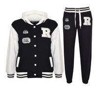 New Enfants Filles Garçons Baseball Survêtement Veste Capuche Bas Set Taille