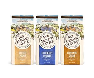 New England Coffee Assortiment de 3 sachets de crème de noix de pécan, myrtille, noisette, 325 ml