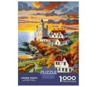 New England Ville côtière Puzzle 1000 Pièces Adultes Puzzles 1000 Pièce Durable Jeux De Puzzle Décor À La Maison 52x38cm/1000pcs