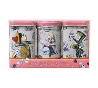 New English Teas Alice au pays des merveilles Rose Lot de 3 mini boîtes à thé avec 3 mélanges - English Breakfast, English Afternoon & Earl Grey