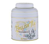 New English Teas Boîte à thé victorienne vintage en ivoire avec 80 sachets de thé anglais de l'après-midi